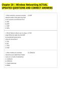 Chapter 20 &vert; Wireless Networking ACTUAL &NewLine;UPDATED QUESTIONS AND CORRECT ANSWERS 