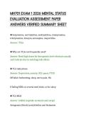 MH701 EXAM 1 2026 MENTAL STATUS&NewLine;EVALUATION ASSESSMENT PAPER&NewLine;ANSWERS VERIFIED SUMMARY SHEET&NewLine;