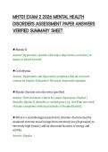 MH701 EXAM 2 2026 MENTAL HEALTH&NewLine;DISORDERS ASSESSMENT PAPER ANSWERS&NewLine;VERIFIED SUMMARY SHEET