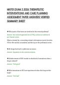 MH701 EXAM 3 2026 THERAPEUTIC&NewLine;INTERVENTIONS AND CARE PLANNING&NewLine;ASSESSMENT PAPER ANSWERS VERIFIED&NewLine;SUMMARY SHEET