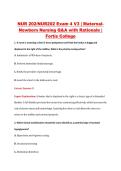 NUR202 Exam 4 V1&ndash;V3 &vert; NUR 202 Exam 4 V1&ndash;V3 &vert; Maternal Newborn Nursing &vert; Fortis College &vert; Complete Exam Bundle with Detailed Verified Answers