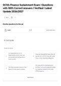 GCSS-Finance Sustainment Exam &vert; Questions&NewLine;with 100&percnt; Correct Answers &vert; Verified &vert; Latest&NewLine;Update 2026&sol;2027