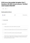 GCSS-Army Intermediate Navigation Test 1 &vert;&NewLine;Questions with 100&percnt; Correct Answers &vert; Verified &vert;&NewLine;Latest Update 2026&sol;2027