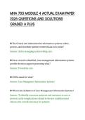 MHA 705 MODULE 4 ACTUAL EXAM PAPER&NewLine;2026 QUESTIONS AND SOLUTIONS&NewLine;GRADED A PLUS&NewLine;