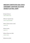 MISSOURI CONSTITUTION 2026 CIVICS&NewLine;ASSESSMENT QUESTIONS SOLUTIONS&NewLine;GRADED PLUS FINAL SCRIPT
