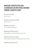 MISSOURI CONSTITUTION 2026&NewLine;GOVERNANCE REVIEW PAPER ANSWERS&NewLine;VERIFIED COMPLETE GUIDE&NewLine;