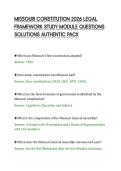 MISSOURI CONSTITUTION 2026 LEGAL&NewLine;FRAMEWORK STUDY MODULE QUESTIONS&NewLine;SOLUTIONS AUTHENTIC PACK