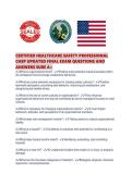 CERTIFIED HEALTHCARE SAFETY PROFESSIONAL CHSP UPDATED FINAL EXAM QUESTIONS AND ANSWERS SURE A&period;pdf&NewLine;&NewLine;