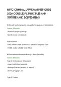 MPTC CRIMINAL LAW EXAM PREP GUIDE&NewLine;2026 CORE LEGAL PRINCIPLES AND&NewLine;STATUTES AND SOLVED ITEMS&NewLine;