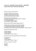 ITIS 3130 - HEURISTIC EVALUATION &ndash; MIDTERM QUESTIONS AND VERIFIED ANSWERS