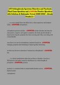 ATI Schizophrenia Spectrum Disorders and Psychosis&NewLine;Final Exam Questions and ANSWERs Practice Questions&NewLine;with Solutions & Rationales Newest 2026 2027 &vert; Already&NewLine;Graded A&plus;