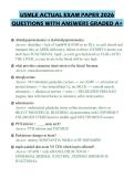 USMLE ACTUAL EXAM PAPER 2026&NewLine;QUESTIONS WITH ANSWERS GRADED A&plus;