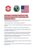HARTMAN'S NURSING ASSISTANT CARE&NewLine;UPDATED EXAM SCRIPT QUESTIONS AND&NewLine;ANSWERS SURE A&plus;