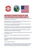 HARTMAN'S NURSING ASSISTANT CARE&NewLine;2026 QUESTIONS AND ANSWERS SURE A&plus;