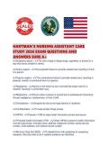 HARTMAN'S NURSING ASSISTANT CARE&NewLine;STUDY 2026 EXAM QUESTIONS AND&NewLine;ANSWERS SURE A&plus;