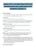 USMLE STEP 2 CK HIGH-YIELD PRACTICE&NewLine;EXAMINATION 2026 QUESTIONS WITH&NewLine;ANSWERS GRADED A&plus;&NewLine;
