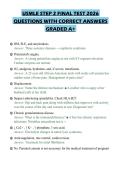 USMLE STEP 2 FINAL TEST 2026&NewLine;QUESTIONS WITH CORRECT ANSWERS&NewLine;GRADED A&plus;&NewLine;