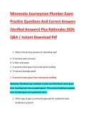 Minnesota Journeyman Plumber Exam &NewLine;Practice Questions And Correct Answers &NewLine;&lpar;Verified Answers&rpar; Plus Rationales 2026 &NewLine;Q&A &vert; Instant Download Pdf 