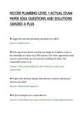 NCCER PLUMBING LEVEL 1 ACTUAL EXAM&NewLine;PAPER 2026 QUESTIONS AND SOLUTIONS&NewLine;GRADED A PLUS&NewLine;