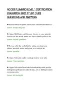 NCCER PLUMBING LEVEL 1 CERTIFICATION&NewLine;EVALUATION 2026 STUDY GUIDE&NewLine;QUESTIONS AND ANSWERS&NewLine;