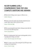 NCCER PLUMBING LEVEL 1&NewLine;COMPREHENSIVE TRADE TEST 2026&NewLine;COMPLETE QUESTIONS AND ANSWERS&NewLine;