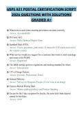 USPS 421 POSTAL CERTIFICATION SCRIPT&NewLine;2026 QUESTIONS WITH SOLUTIONS&NewLine;GRADED A&plus;&NewLine;