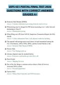 USPS 421 POSTAL FINAL TEST 2026&NewLine;QUESTIONS WITH CORRECT ANSWERS&NewLine;GRADED A&plus;&NewLine;