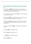 Bio 1108 Diabetes Test questions and answers Graded&NewLine;A&plus;&NewLine;diabetes definition -The body's ability to produce or respond to the&NewLine;hormone insulin is impaired&comma; resulting in abnormal metabolism of carbohydrates&NewLine;and elevated levels of glucose in the blo