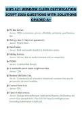 USPS 421 WINDOW CLERK CERTIFICATION&NewLine;SCRIPT 2026 QUESTIONS WITH SOLUTIONS&NewLine;GRADED A&plus;&NewLine;