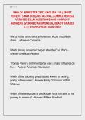 END OF SEMESTER TEST ENGLISH 11A &vert;&vert; MOST &NewLine;RECENT EXAM 2026&vert;2027 ACTUAL COMPLETE REAL &NewLine;VERIFIED EXAM QUESTIONS AND CORRECT &NewLine;ANSWERS &lpar;VERIFIED ANSWERS&rpar; ALREADY GRADED &NewLine;A&plus; &vert; GUARANTEED SUCCESS&excl;&excl; 