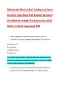 Minnesota Mechanical Contractor Exam &NewLine;Practice Questions And Correct Answers &NewLine;&lpar;Verified Answers&rpar; Plus Rationales 2026 &NewLine;Q&A &vert; Instant Download Pdf 