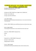 CLEMSON GEOLOGY 1010 EXAM 4 QUESTIONS &NewLine;WITH CORRECT ANSWERS 2026