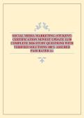 SOCIAL MEDIA MARKETING &lpar;STUKENT&rpar; CERTIFICATION NEWEST UPDATE 11&sol;30 COMPLETE 2026 STUDY QUESTIONS WITH VERIFIED SOLUTIONS 100&percnt; ASSURED PASS RATED A&plus;