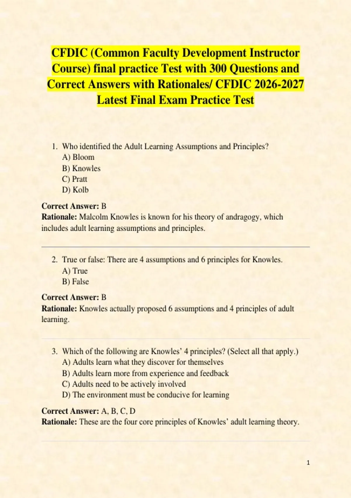 CFDIC (Common Faculty Development Instructor Course) final practice ...