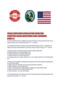 TEXAS PESTICIDE APPLICATOR UPDATED SCRIPTED EXAM QUESTIONS AND ANSWERS SURE