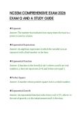 NCSSM COMPREHENSIVE EXAM 2026&NewLine;EXAM Q AND A STUDY GUIDE&NewLine;