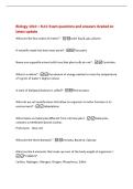 Biology 1010 &ndash; SLCC Exam questions and answers Graded A&plus;&NewLine;latest update&NewLine;What are the four states of matter&quest; -solid&comma; liquid&comma; gas&comma; plasma&NewLine;A scientific name has how many parts&quest; -Two parts&NewLine;Name one organelle animal cells have that plant cells do not&quest; -Cent