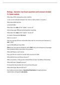 Biology - Genetics Test Exam questions and answers Graded&NewLine;A&plus; latest update&NewLine;What dose DNA &lpar; deoxyribonucleic Acid&rpar; do&NewLine;it acts as the molecular blueprint for how to make proteins &lpar; enzymes &rpar;&NewLine;What dose DNA look like&NewLine;a twisted ladder&NewLine;What dose the sides