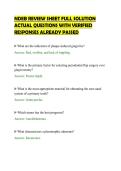 NDEB REVIEW SHEET FULL SOLUTION&NewLine;ACTUAL QUESTIONS WITH VERIFIED&NewLine;RESPONSES ALREADY PASSED