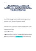 CIPP&sol;E IAPP PRACTICE EXAM&vert;&NewLine;LATEST 2026 ACTUAL QUESTIONS &&NewLine;VERIFIED ANSWERS