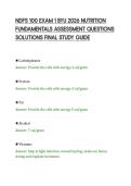 NDFS 100 EXAM 1 BYU 2026 NUTRITION&NewLine;FUNDAMENTALS ASSESSMENT QUESTIONS&NewLine;SOLUTIONS FINAL STUDY GUIDE&NewLine;