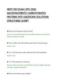 NDFS 100 EXAM 2 BYU 2026&NewLine;MACRONUTRIENTS CARBOHYDRATES&NewLine;PROTEINS FATS QUESTIONS SOLUTIONS&NewLine;STRUCTURED SCRIPT