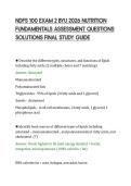 NDFS 100 EXAM 2 BYU 2026 NUTRITION&NewLine;FUNDAMENTALS ASSESSMENT QUESTIONS&NewLine;SOLUTIONS FINAL STUDY GUIDE