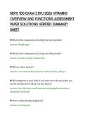 NDFS 100 EXAM 2 BYU 2026 VITAMINS&NewLine;OVERVIEW AND FUNCTIONS ASSESSMENT&NewLine;PAPER SOLUTIONS VERIFIED SUMMARY&NewLine;SHEET&NewLine;