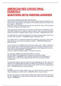 AMERICAN RED CROSS FINAL EXAM BLS &NewLine;QUESTIONS WITH VERIFIED ANSWERS&NewLine;