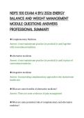 NDFS 100 EXAM 4 BYU 2026 ENERGY&NewLine;BALANCE AND WEIGHT MANAGEMENT&NewLine;MODULE QUESTIONS ANSWERS&NewLine;PROFESSIONAL SUMMARY&NewLine;