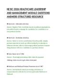 NE BC 2026 HEALTHCARE LEADERSHIP&NewLine;AND MANAGEMENT MODULE QUESTIONS&NewLine;ANSWERS STRUCTURED RESOURCE&NewLine;