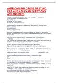 AMERICAN RED CROSS FIRST AID&comma; CPR&comma; AND AED EXAM QUESTIONS AND ANSWERS