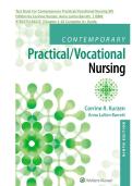 Test Bank For Contemporary Practical&sol;Vocational Nursing 9th&NewLine;Edition by Corinne Kurzen&semi; Anna LaVon Barrett &vert; ISBN&colon;&NewLine;9781975136215 &vert;Chapter 1-16 Complete A&plus; Guide 