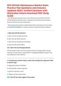 NYC NYCHA Maintenance Worker Exam Practice Test Questions and Answers Updated 2026 &vert; Verified Solutions with Rationales Instant Download PDF Study Guide